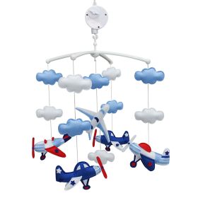 Blue Airplane and Clouds Handmade Infant Baby Musical Crib Mobile Gift Girls Boys Nursery Room Decor