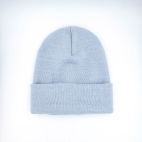 Light Blue Warm Solid Color Knitted Beanies Hat for Boys Girls