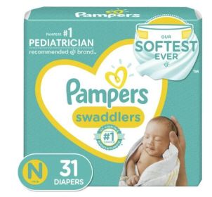 Pampers Swaddlers Diapers Size Newborn, 31 Count