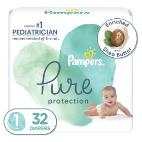 Pampers Pure Protection Natural Diapers Size 1, 32 Count