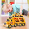 Construction Truck Toys for 3 4 5 6 Years Old Toddlers Kids Boys and Girls;  Car Toy Set with Sound and Light;  Play Vehicles in Friction Powered Carr