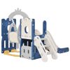 Toddler Slide and Swing Set 5 in 1, Kids Playground Climber Slide Playset with Basketball Hoop Freestanding Combination for Babies Indoor & Outdoor