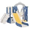 Toddler Slide and Swing Set 5 in 1, Kids Playground Climber Slide Playset with Basketball Hoop Freestanding Combination for Babies Indoor & Outdoor