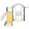 Toddler Slide and Swing Set 5 in 1, Kids Playground Climber Slide Playset with Basketball Hoop Freestanding Combination for Babies Indoor & Outdoor