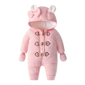 Baby Onesie Horn Buckle Hayi Baby Crawling Suit Clothes (Option: Pink-90yards)