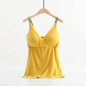 Breast feeding vest with cross elastic bra (Option: Yellow-M)
