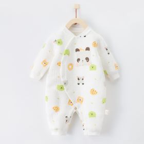 Cotton Thermal Clip Silk Onesie Newborn Climbing Baby Clothes (Option: Biscuit-90cm)