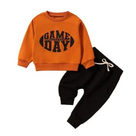 Baby Boy Rugby Letter Pattern Top Trousers Suit (Option: orange-90cm)