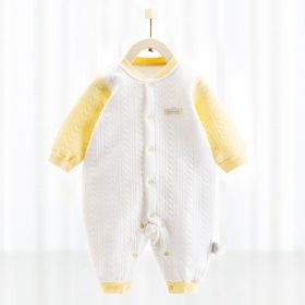 Cotton Thermal Clip Silk Onesie Newborn Climbing Baby Clothes (Option: Treasure yellow-66cm)