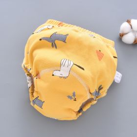 Baby Training Pants Washable 6-layer Gauze Diaper Cover (Option: Yellow Small Animal-L Code-5PCS)