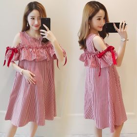 Maternity Dress Summer Dress Maternity Dress Maternity Skirt Maternity Top Maternity Suit Mid-Length Breastfeeding Dress (Option: 2style-L)