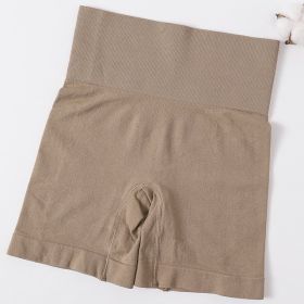 High Waist Sport Shorts Women Hip Push Up Short Safety Short Slim Fitness Homewear Seamless Short Female Tummy Control Underwear (Option: Khaki-L)