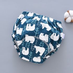Baby Training Pants Washable 6-layer Gauze Diaper Cover (Option: White Bear Blue Background-L Code-5PCS)