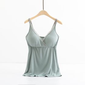Breast feeding vest with cross elastic bra (Option: Green-XL)