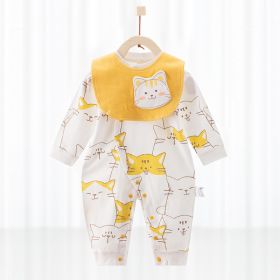 Baby's Pure Cotton Thermal Jumpsuit (Option: Yellow cat-80cm)