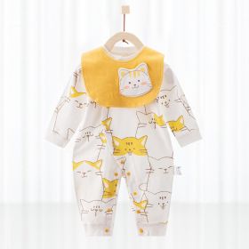 Baby's Pure Cotton Thermal Jumpsuit (Option: Yellow cat-73cm)