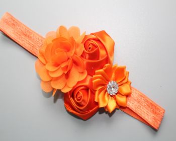 Children's Chiffon Rose Elastic Hair Band (Color: Orange)