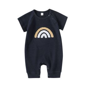 Infant Children Short Sleeve One-piece (Option: Sapphire Blue-100)