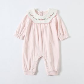 Baby Girl Lace Strap Jumpsuit (Option: Pink-66cm)