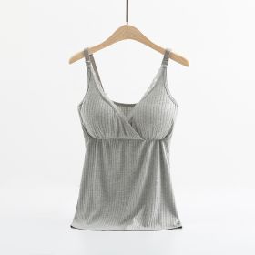 Breast feeding vest with cross elastic bra (Option: Grey-XL)