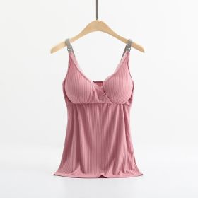 Breast feeding vest with cross elastic bra (Option: Bean paste-XL)