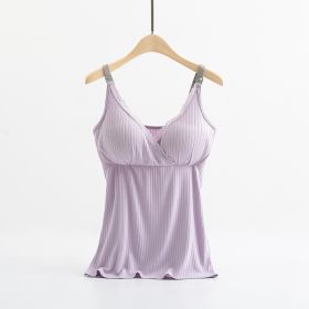 Breast feeding vest with cross elastic bra (Option: Purple-M)