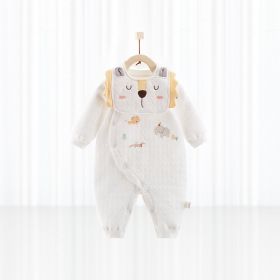Cotton Thermal Clip Silk Onesie Newborn Climbing Baby Clothes (Option: White-59cm)