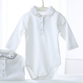 Baby Girl's Pure Cotton Lapel Triangle Romper (Option: Apricot-73cm)