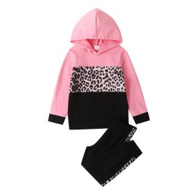 Summer Red Pullover Spot Letter Hooded Blouse And Pants Autumn Female Cotton Suit (Option: Pink-4to5Y)