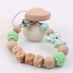 Baby Products Soothing Beech Wood Mouth Chain Clip (Color: Green)