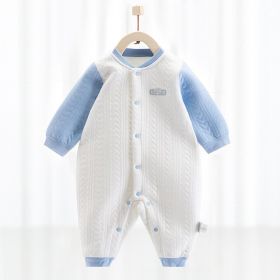 Cotton Thermal Clip Silk Onesie Newborn Climbing Baby Clothes (Option: Sapphire blue-66cm)