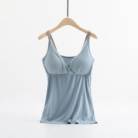 Breast feeding vest with cross elastic bra (Option: Blue-3XL)