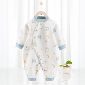 Cotton Thermal Clip Silk Onesie Newborn Climbing Baby Clothes (Option: Bear blue-90cm)