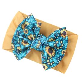 Fashion Kids Double Layer Printed Bow Bandana (Option: Yellowish sunflower)