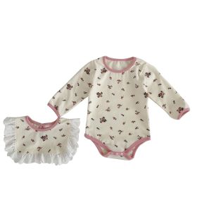 Baby Girl Floral Clothing Lace Neckline Water Towel Set (Option: Broken flower-73CM)