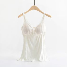 Breast feeding vest with cross elastic bra (Option: White-XL)
