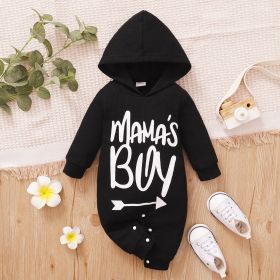 Tong Qiu Baby Long Sleeve Printed One Piece Creeper (Option: Black-3to6M)