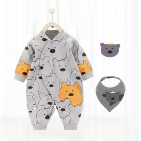 Baby's Pure Cotton Thermal Jumpsuit (Option: Grey-90cm)