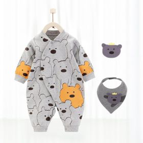 Baby's Pure Cotton Thermal Jumpsuit (Option: Grey-73cm)
