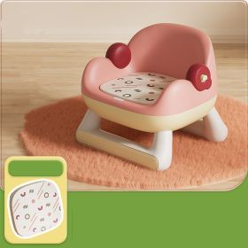 Household Baby Backrest Plastic Dining Chair (Option: Pink PVC Soft cushion)