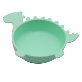 Children's Anti Fall Suction Cup Silicone Bowl (Option: Mint Green-Tyrannosaurus Rex)