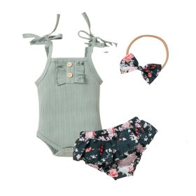 Infant Three-color Sunken Stripe Name Tag Buckle Sling Baby's Gown Swing (Option: Light Green-80cm)