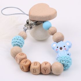 Baby Products Soothing Beech Wood Mouth Chain Clip (Color: Blue)