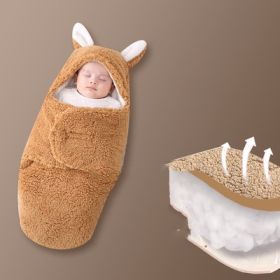 Baby Hold Newborn Thickened Out Wrap Swaddle Sleeping Bag (Option: Round khaki legs-70x80cm)