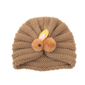 Children Wool Knitted Hat Autumn And Winter (Option: Light Coffee Rabbit)