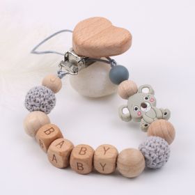 Baby Products Soothing Beech Wood Mouth Chain Clip (Color: Grey)