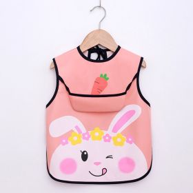 Summer Thin Baby Waterproof Eating Overalls (Option: Orange pink radish rabbit-0to2 years old)