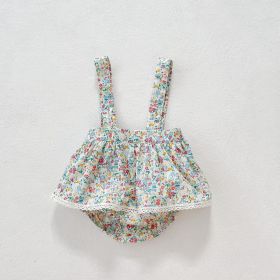 Full Moon Baby Triangle Strap Floral Romper (Option: Yellow strap-66cm)