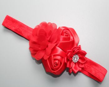 Children's Chiffon Rose Elastic Hair Band (Color: Red)