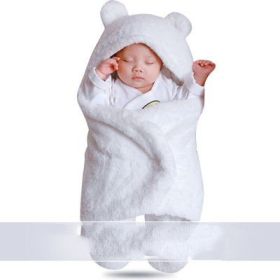 Baby Hold Newborn Thickened Out Wrap Swaddle Sleeping Bag (Option: White velvet-78x88cm)